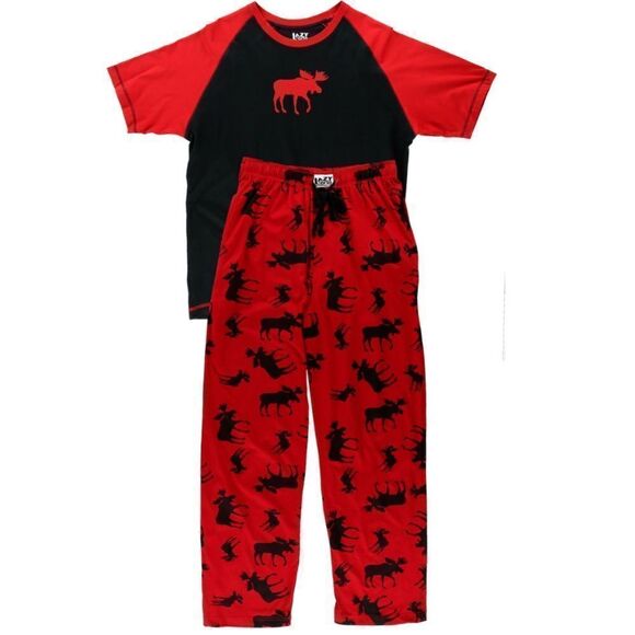 LAZY ONE Men’s Moose Red and Black Pajamas Set Sz M - Picture 2 of 11
